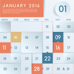 2016 Calendar Layout : Vector Illustration