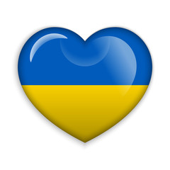  Love Ukraine.  Flag Heart Glossy Button