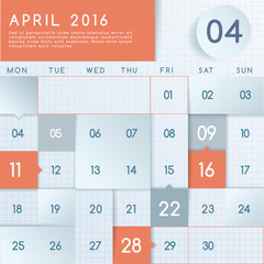 2016 Calendar Layout : Vector Illustration