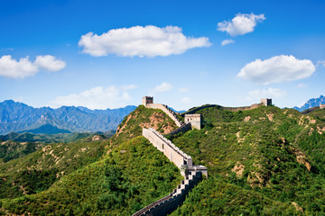 Great Wall of China on summer day, Jinshanling section near Beijing