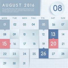 2016 Calendar Layout : Vector Illustration