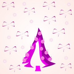 Christmas tree on a pink background,vector illustration