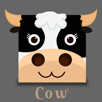flat vector image of an cow face