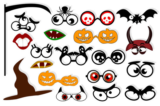 Design elements for party props. Photo booth props template for zombie party.