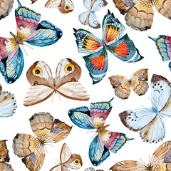 Watercolor raster butterfly pattern