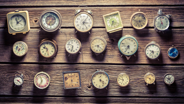 Aged clocks on the wall