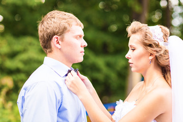 Happy bride and groom on their wedding