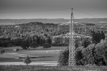 Strommast, Chiemgau, Bayern, Germany