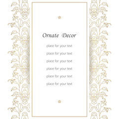 Vector decorative frame. Elegant element for design template, place for text. Floral border. Lace decor for birthday and greeting card, wedding invitation.