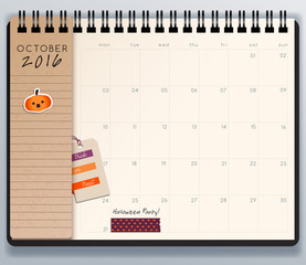 2016 Spiral Calendar Template : Vector Illustration