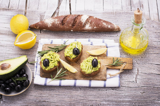 Avocado Sandwich On Dark Rye Bread Made With Fresh Sliced Avocados From Above