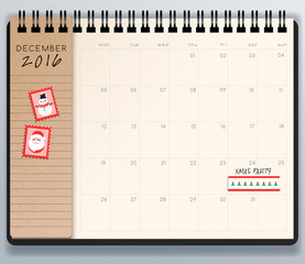 2016 Spiral Calendar Template : Vector Illustration