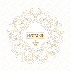 Vector decorative frame. Elegant element for design template, place for text. Floral border. Lace decor for birthday and greeting card, wedding invitation.