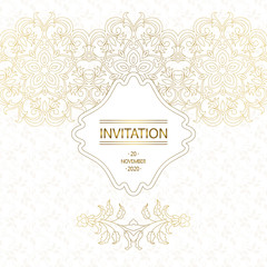 Vector decorative frame. Elegant element for design template, place for text. Floral border. Lace decor for birthday and greeting card, wedding invitation.