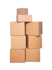 Cardboard boxes on white.