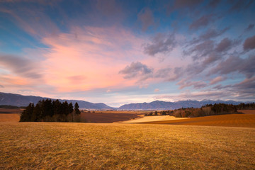Fields in the countryside of Turiec region in Slovakia.