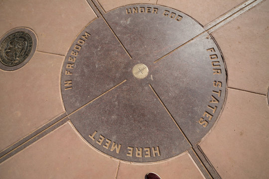 FOUR CORNERS MONUMENT, USA - AUGUST 27: Views of the Four Corner