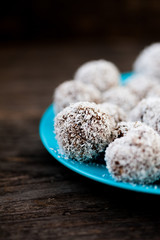 Homemade raw chocolate truffles 