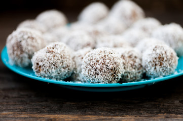 Homemade raw chocolate truffles 