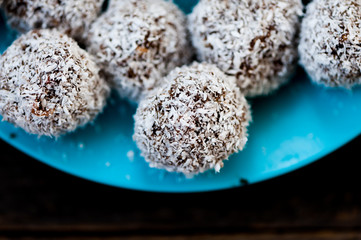 Homemade raw chocolate truffles 