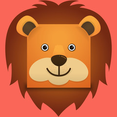 Vector image of a lion face square style