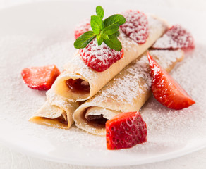 Tasty pancakes with fresh berries