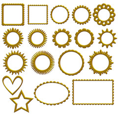 Golden Frame Collection over white background