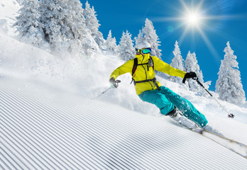 Freeride in fresh powder snow.