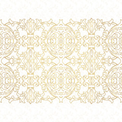  Vector ornate seamless border. Elegant element for design template, place for text. Floral border. Lace decor for birthday and greeting card, wedding invitation.