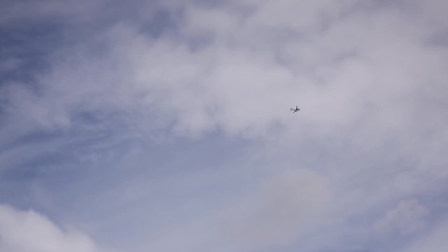 aircraft flying in the cloudy sky