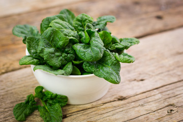 Fresh spinach in the bowl