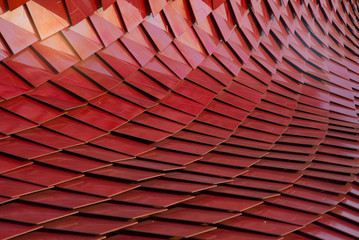 Abstract red architecture in modern city