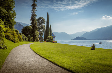 Park lane at Como Lake, Italy