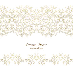 Vector decorative frame. Elegant element for design template, place for text. Floral border. Lace decor for birthday and greeting card, wedding invitation.