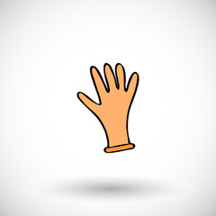 Obraz premium Cleaning glove sketch. Hand-drawn cartoon cleaning tool icon. Vector illustration.