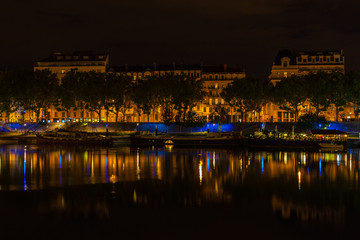 Cityscape of Lyon, France at night