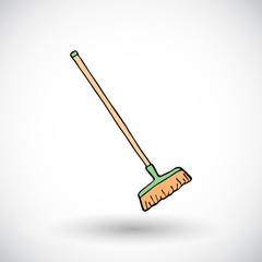 Broom sketch. Hand-drawn cartoon cleaning icon. Vector illustration.