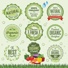 Organic Food Badges, Labels and Elements. 