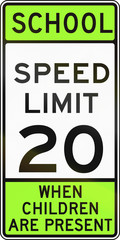 Road sign used in the US state of Delaware - school zone sign