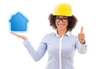 construction concept - beautiful african american business woman