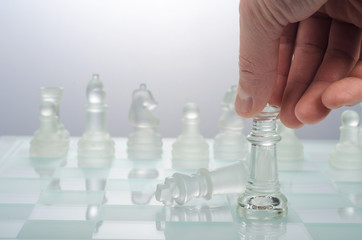 Game of glass chess on a light background