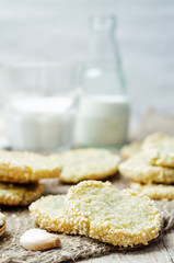 Garlic cheese, blue cheese crackers with sesame seeds