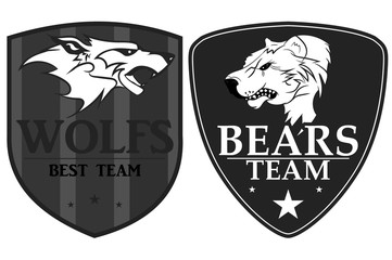 Wolf and Bears  sports logo. vector emblem
