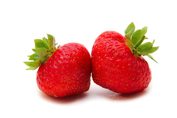 ripe strawberries isolated on white