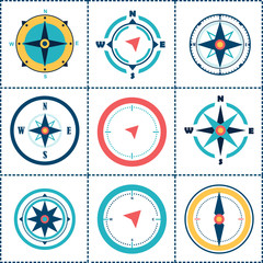 Wind rose isolated vector illustration.Compass