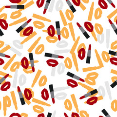 Seamless pattern with red  lipstick vector isolated on white