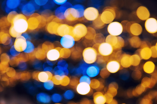 Gold and blue bokeh abstract light