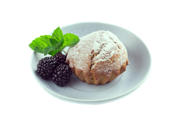 cake on a plate on a white background
