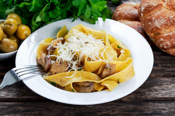 Pappardelle Pasta with mushrooms and other herbs