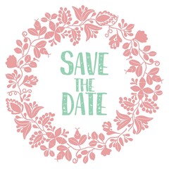 Save the date with pastel vector wreath